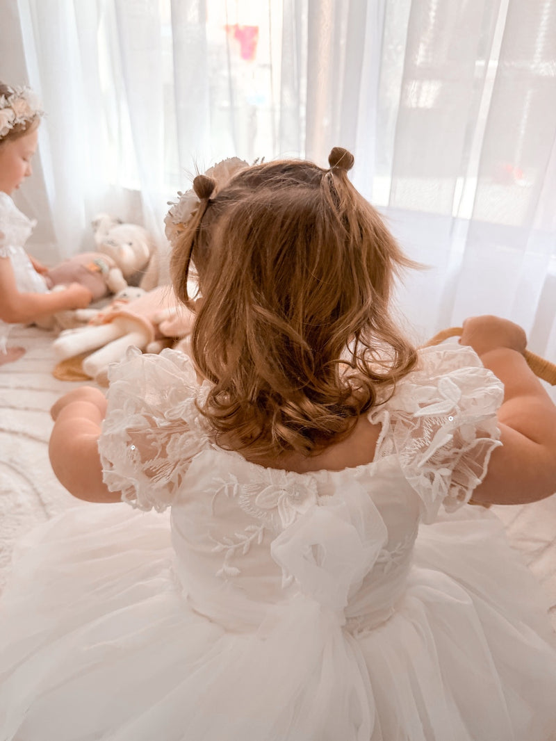 Lila White Embroidered Girls Dress - A Little Lacey