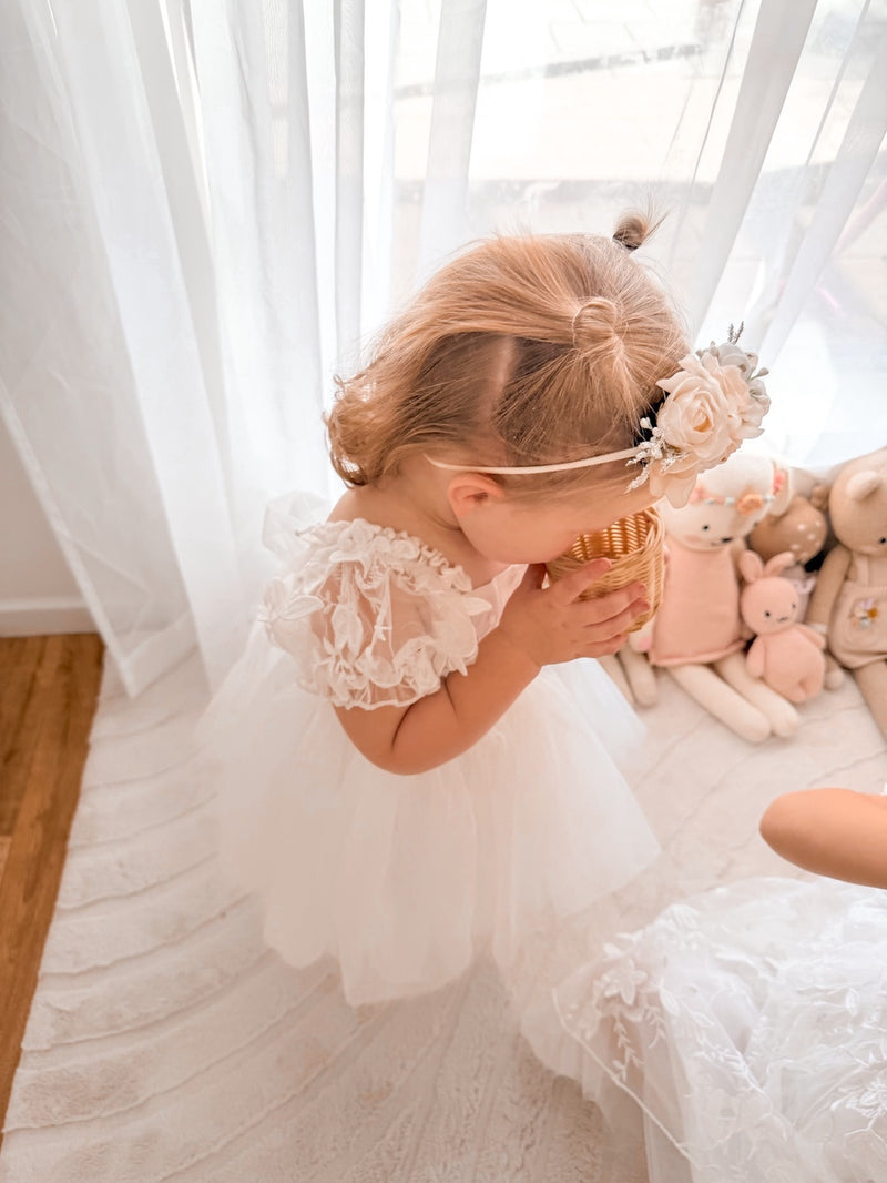 Lila White Embroidered Girls Dress - A Little Lacey