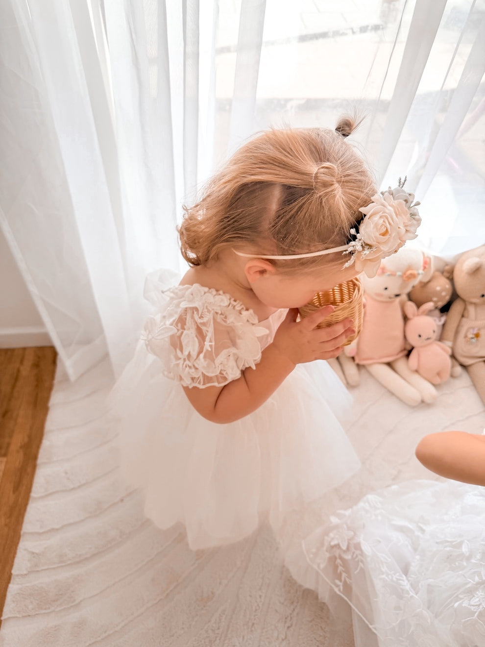 girls occasion dress in white with embroidered detail