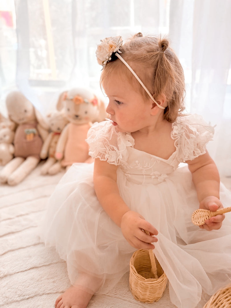 Lila White Embroidered Girls Dress - A Little Lacey