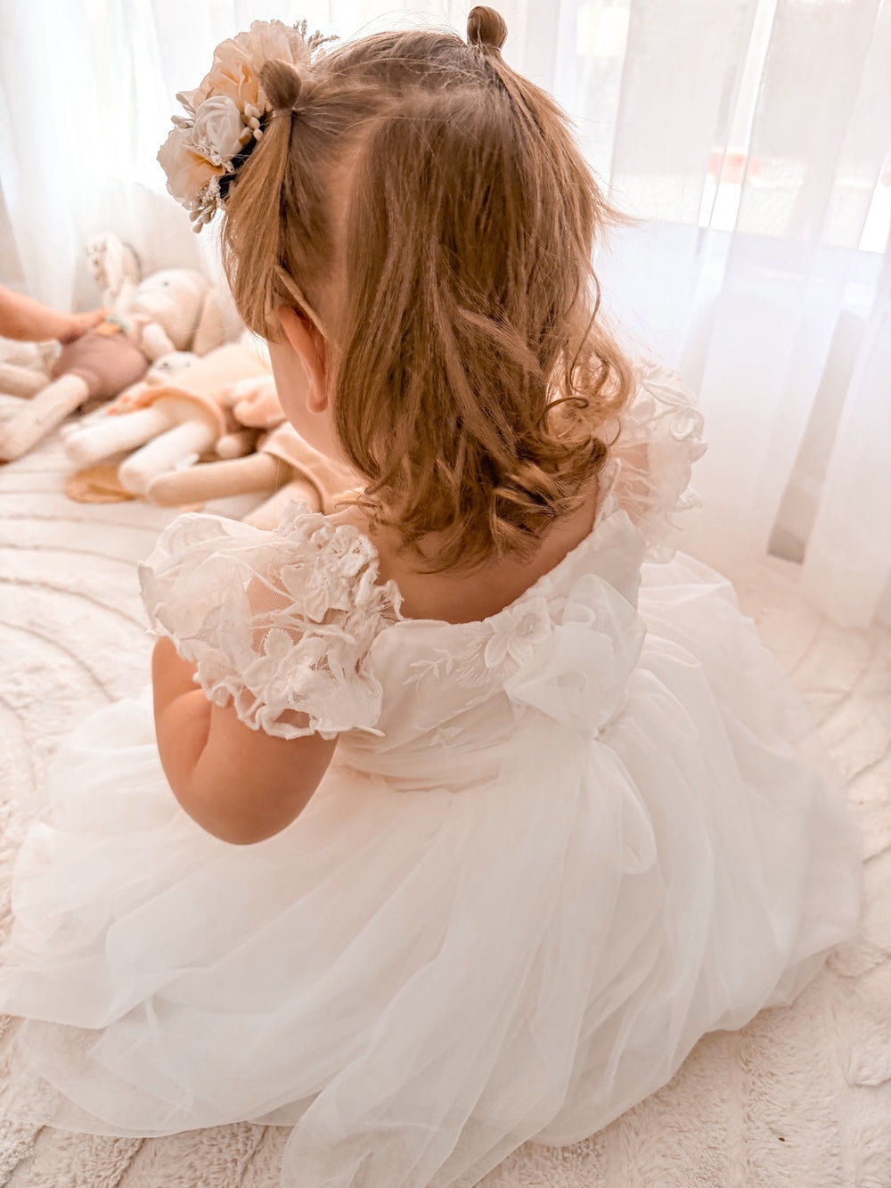 girls white party dress with cotton lining