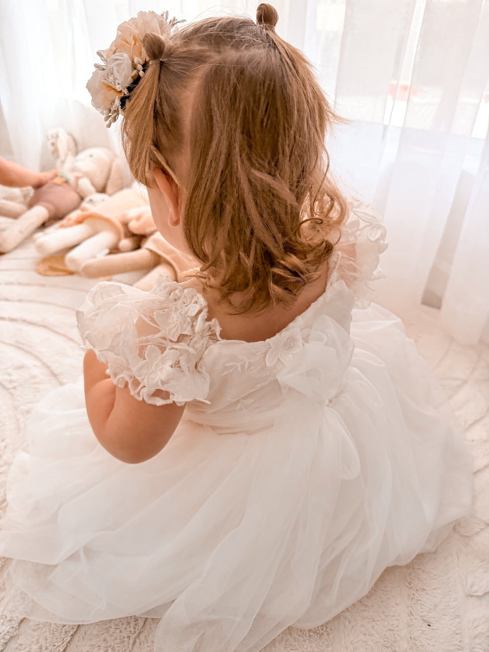 girls white party dress with cotton lining