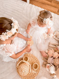 girls white special occasion dress with embroidery