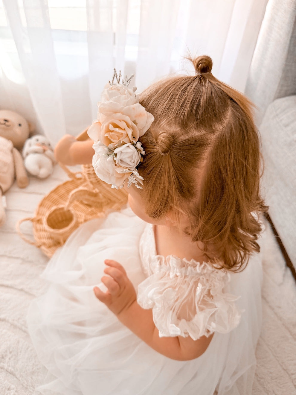 white flower girl dress with soft tulle and embroidery
