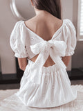 Lily White Puff Sleeve Girls Dress - A Little Lacey · Photo 10 of 14