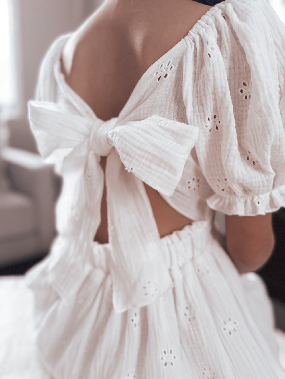 Lily White Puff Sleeve Girls Dress - A Little Lacey · Photo 12 of 14