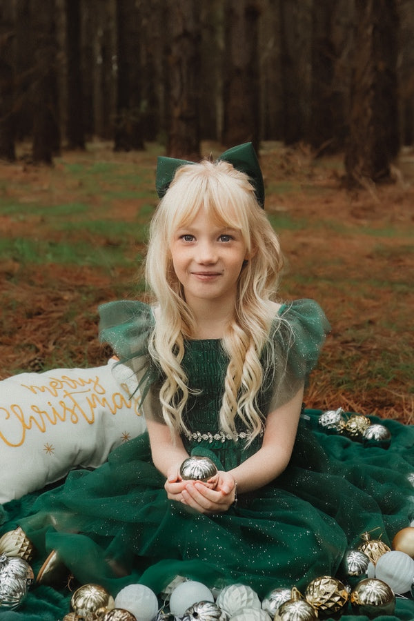 Lotus Girls Green Sparkle Christmas Dress - Christmas Dresses and Rompers