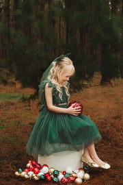 Lotus Girls Green Sparkle Christmas Dress - A Little Lacey