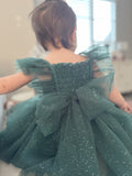 Lotus Green Sparkle Baby Christmas Romper - A Little Lacey · Photo 6 of 9