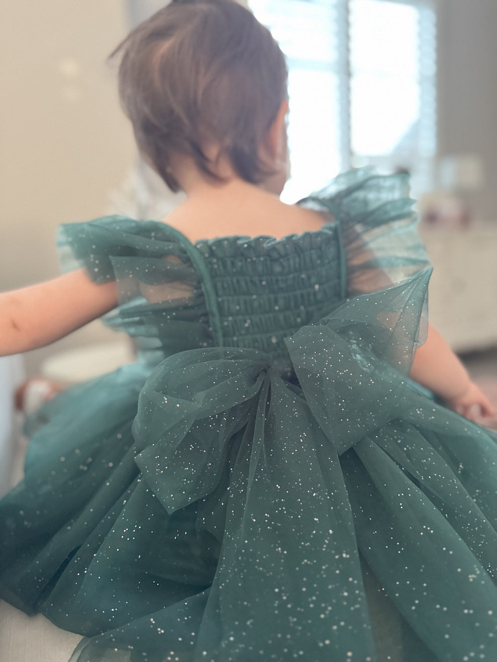 Lotus Green Sparkle Baby Christmas Romper - A Little Lacey · Photo 6 of 9
