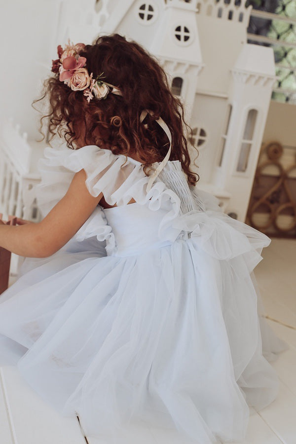 Lotus Dusty Blue Ruffle Dress - Flower Girl Dresses