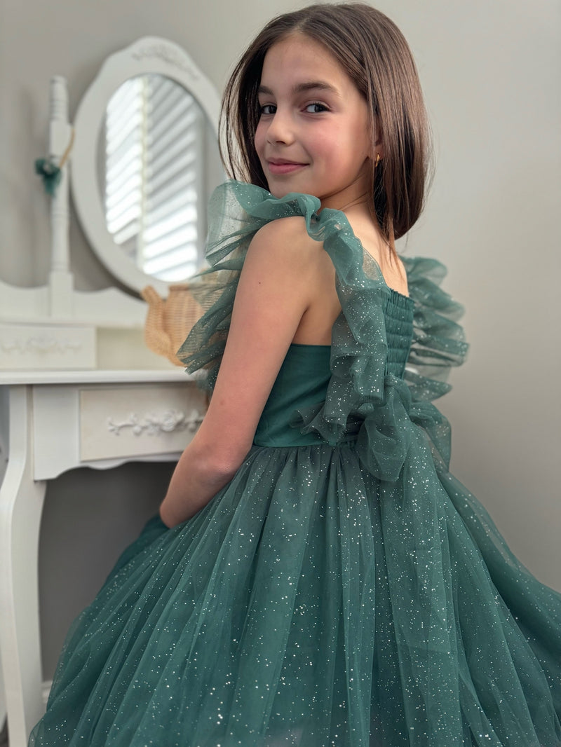 Lotus Girls Green Sparkle Christmas Dress - A Little Lacey