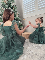 Lotus Girls Green Sparkle Christmas Dress - A Little Lacey