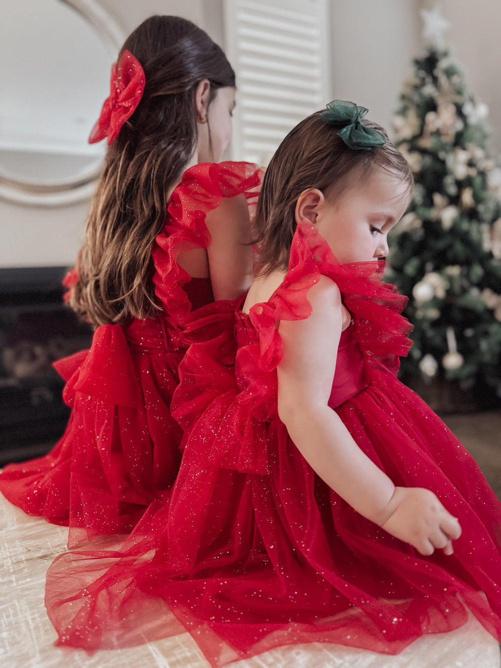 Lotus Red Sparkle Girls Christmas Dress - Christmas Dresses and Rompers