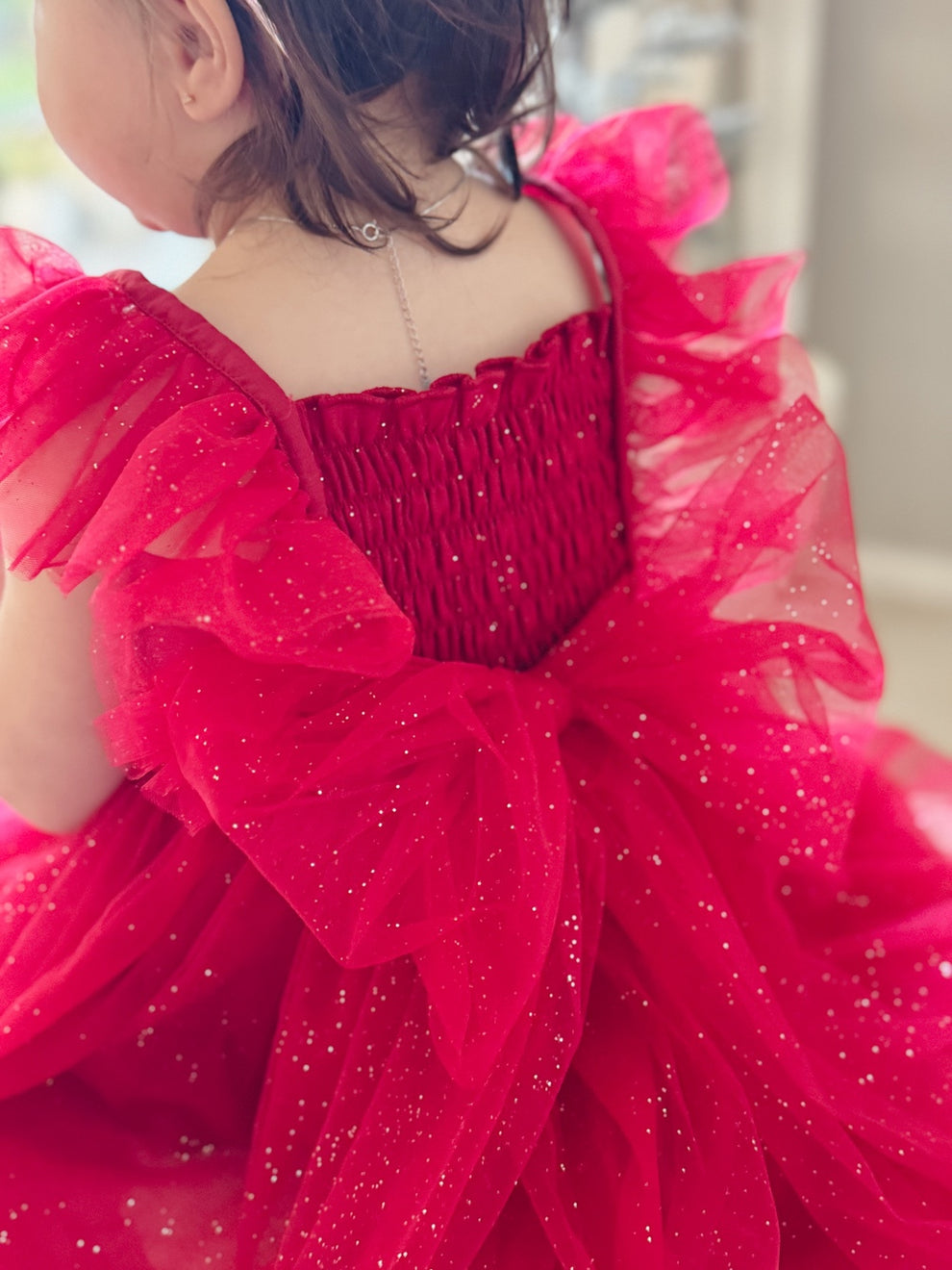 Lotus Red Sparkle Baby Christmas Romper - A Little Lacey · Photo 5 of 9