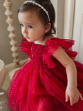 Lotus Red Sparkle Baby Christmas Romper - A Little Lacey · Photo 1 of 9