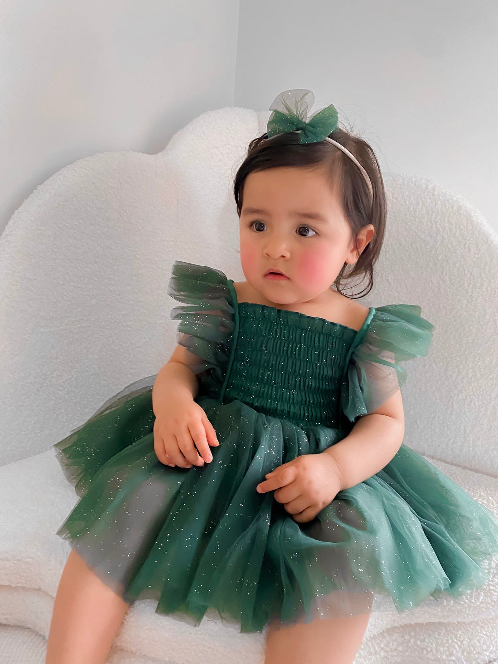 Lotus Green Sparkle Baby Christmas Dress - Baby Rompers