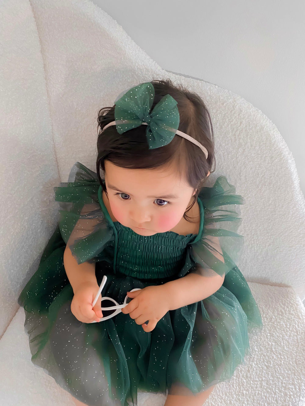 Lotus Green Sparkle Baby Christmas Romper