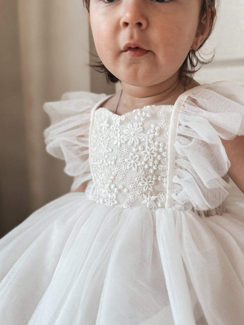 Noa Girls White Embroidered Dress - A Little Lacey