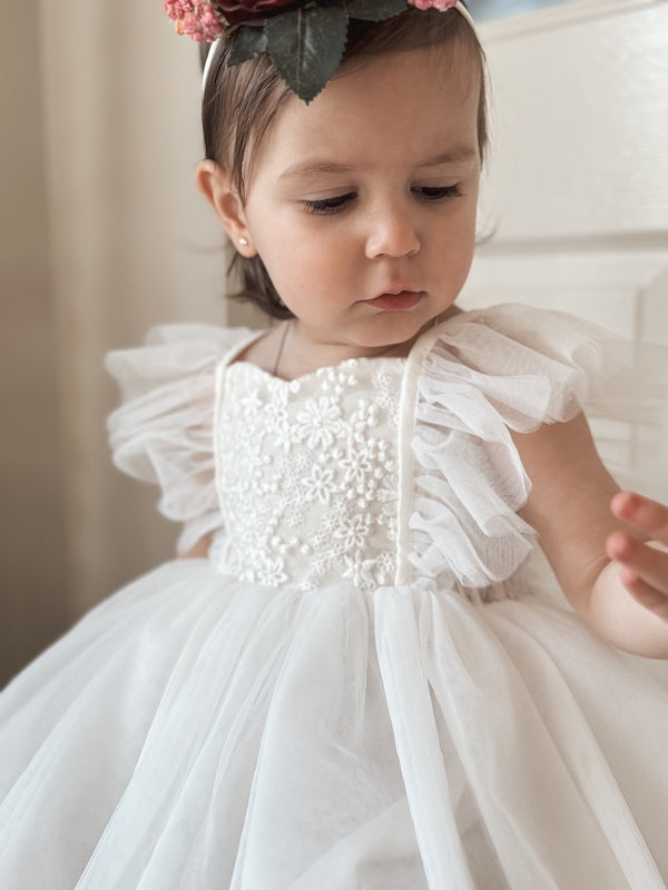 Noa Girls White Embroidered Dress - A Little Lacey