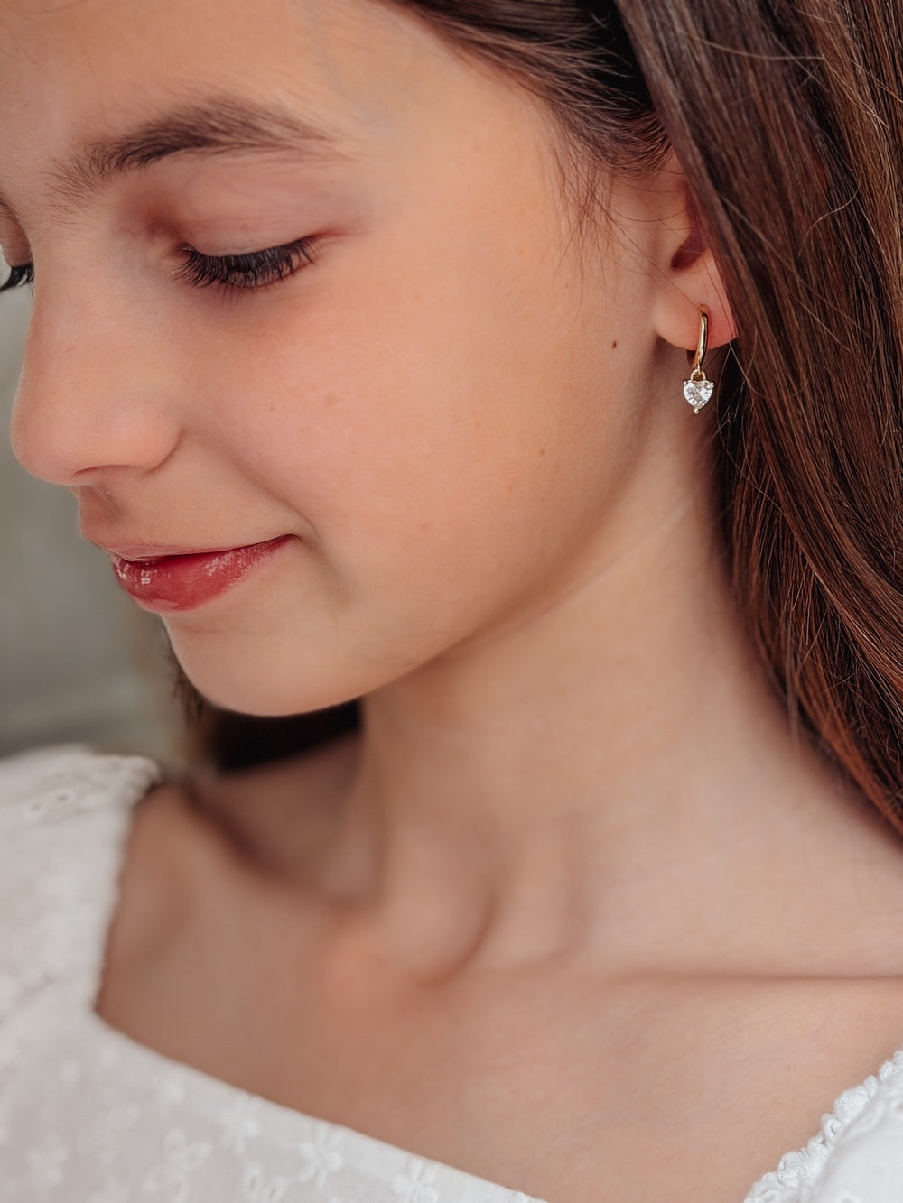Love Heart Girls Gold Hoop Earrings – gold hoops with heart charms by A Little Lacey