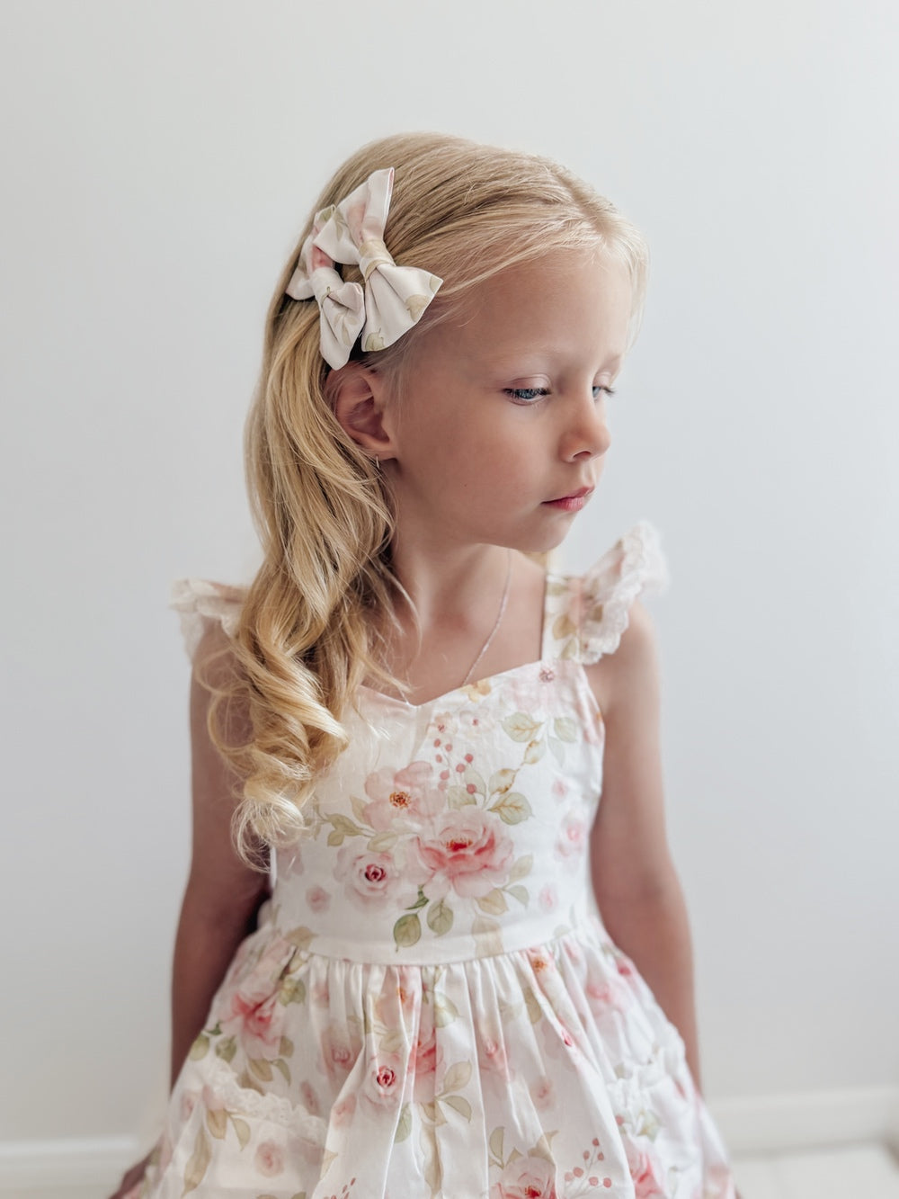 Lucinda Floral Pigtail Bows - All AccessoriesLucinda Floral Pigtail Bows in pink and green print for girls