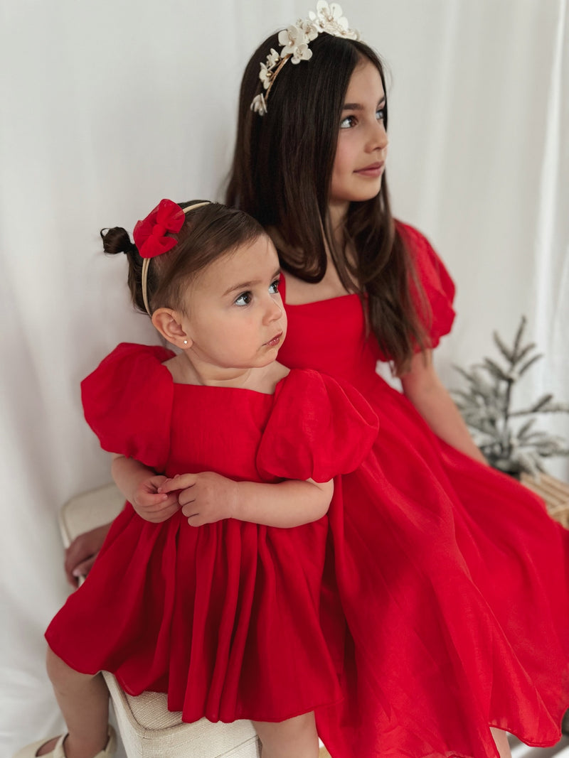 Lucy Girls Red Christmas Dress - A Little Lacey