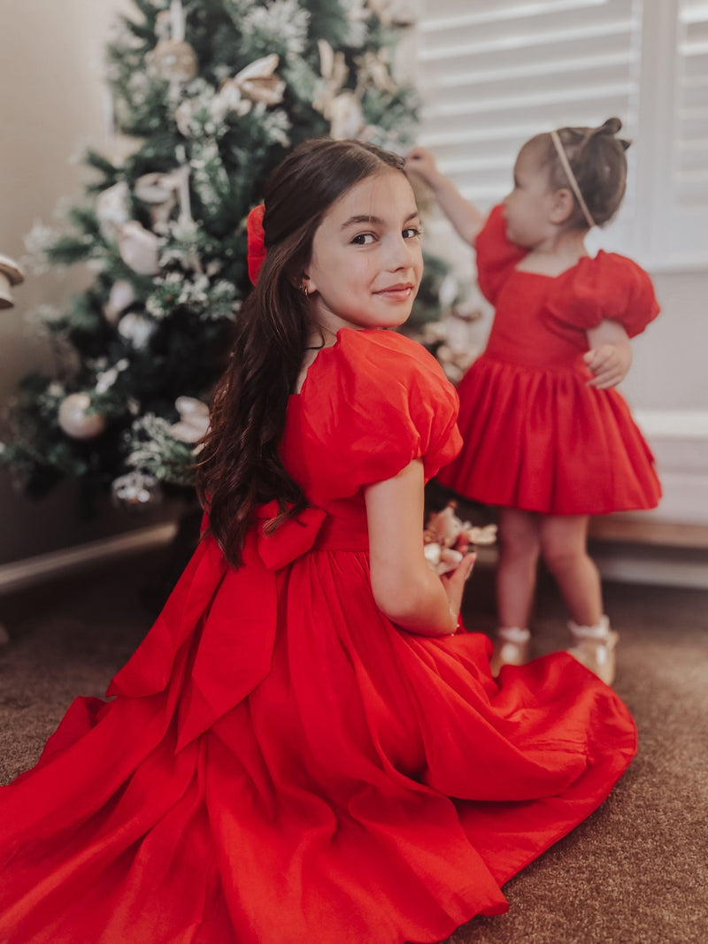 Lucy Girls Red Christmas Dress - A Little Lacey