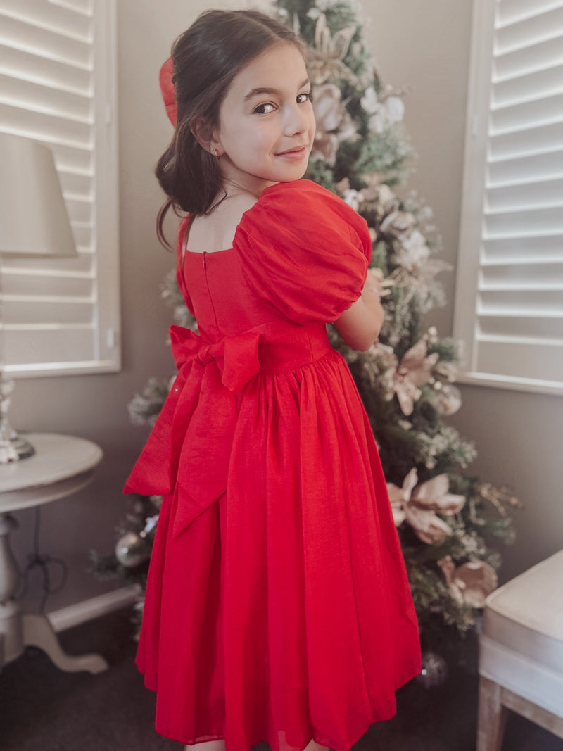 Lucy Girls Red Christmas Dress - A Little Lacey