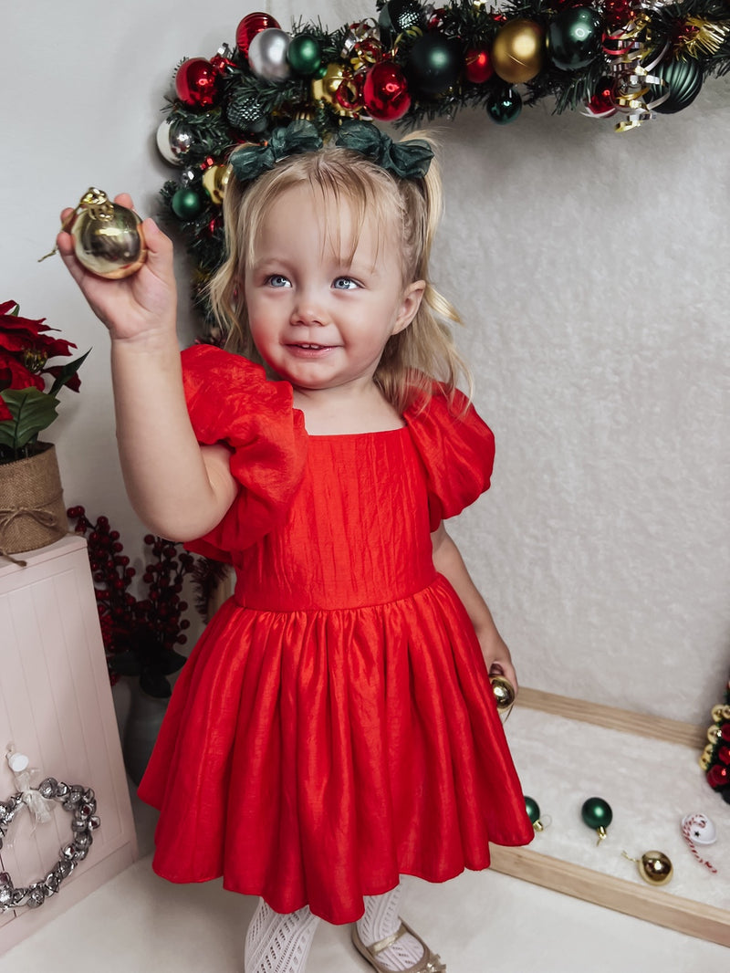 Lucy Baby Girls Red Christmas Dress - A Little Lacey