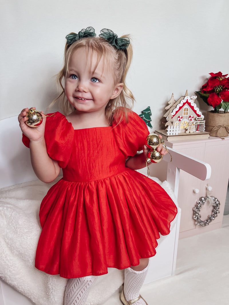 Lucy Baby Girls Red Christmas Dress - A Little Lacey