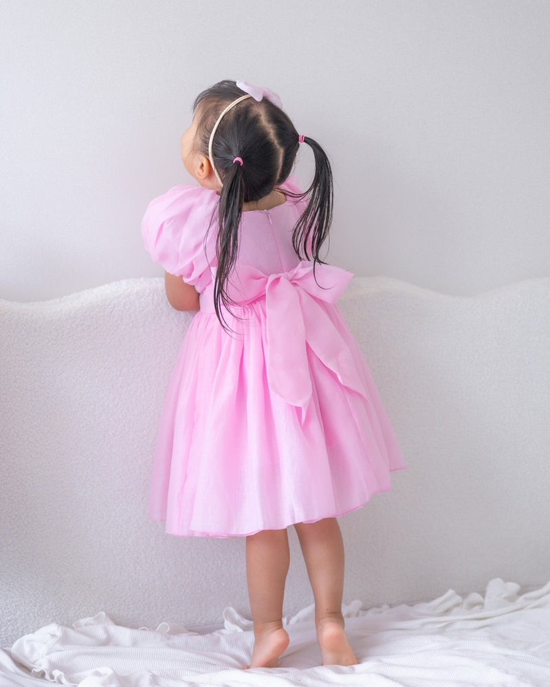Lucy Girls Candy Pink Midi Dress - A Little Lacey