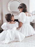 Lucy Girls Puff Sleeve White Dress - A Little Lacey · Photo 6 of 11