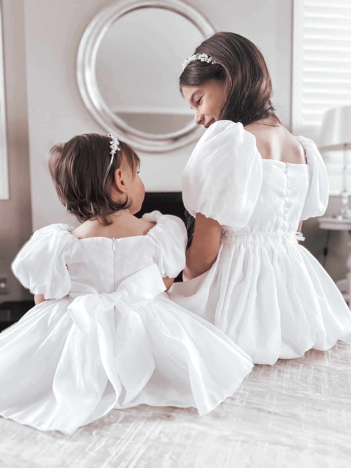 Lucy Girls Puff Sleeve White Dress