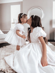 Lucy Girls Puff Sleeve White Dress - A Little Lacey