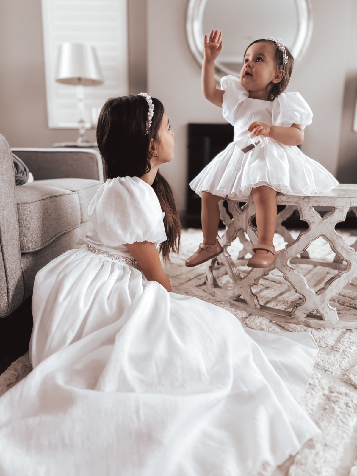 Lucy Girls Puff Sleeve White Dress