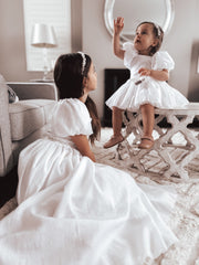 Lucy Girls Puff Sleeve White Dress - A Little Lacey