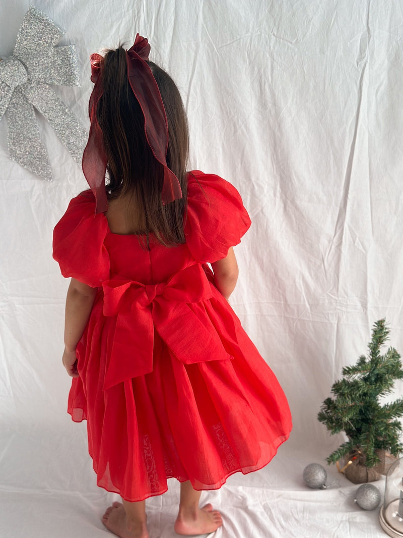 Lucy Girls Red Christmas Dress - A Little Lacey