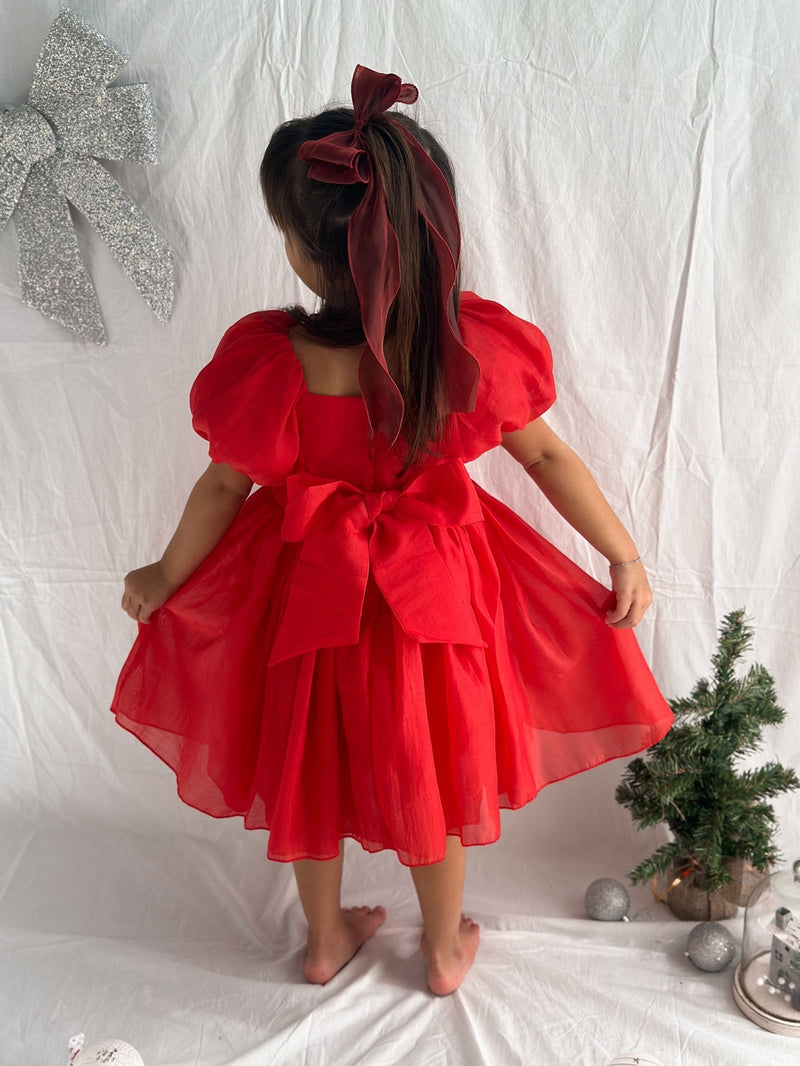 Lucy Girls Red Christmas Dress - A Little Lacey