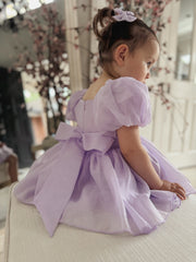 Lucy Puff Sleeve Purple Baby Dress - A Little Lacey