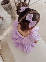 Lucy Puff Sleeve Purple Baby Dress - A Little Lacey