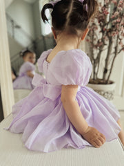 Lucy Puff Sleeve Purple Baby Dress - A Little Lacey