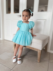 Lucy Ocean Blue Baby Romper - A Little Lacey