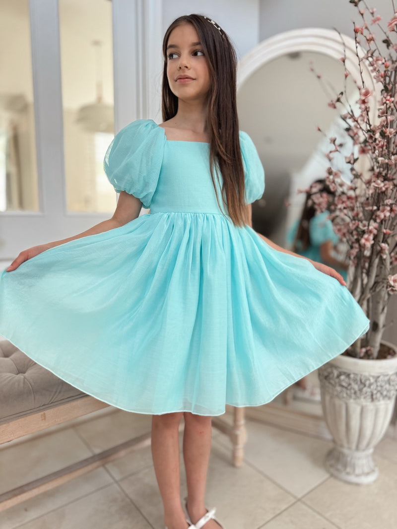 Lucy Girls Ocean Blue Midi Dress - A Little Lacey