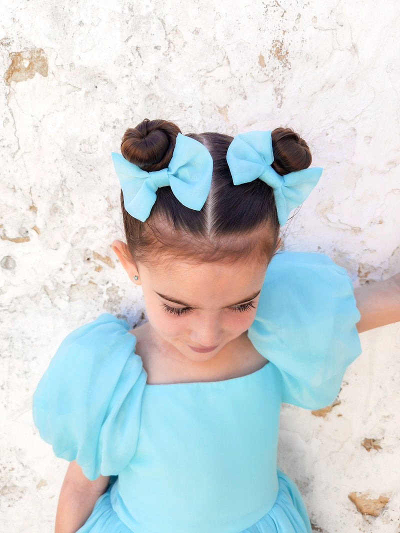 Ocean Blue Elegance Hair Bows - A Little Lacey