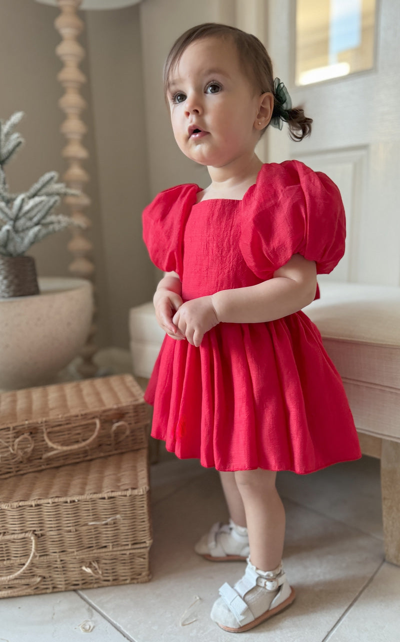 Lucy Baby Girls Red Christmas Dress - A Little Lacey