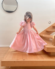 Lucy Girls Puff Sleeve Dress - Dusty Pink - A Little Lacey