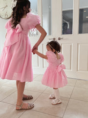 Lucy Puff Sleeve Candy Pink Baby Dress - A Little Lacey