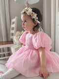Lucy Puff Sleeve Candy Pink Baby Dress - A Little Lacey · Photo 5 of 13