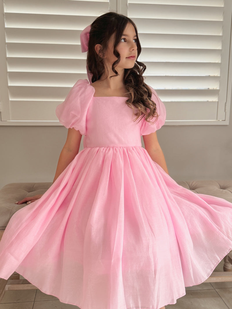 Lucy Girls Candy Pink Midi Dress - A Little Lacey